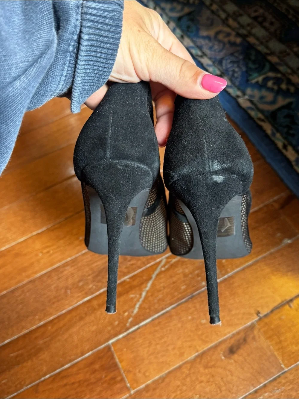 Steve Madden Black Mesh Pointed Toe Stiletto Pump
